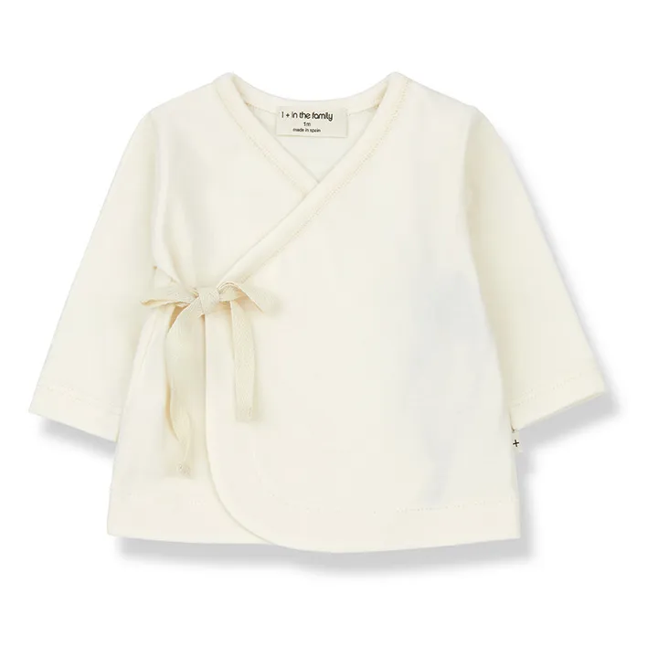 Babette Organic Cotton Cross-over Birth T-shirt  | Ecru- Product image n°0