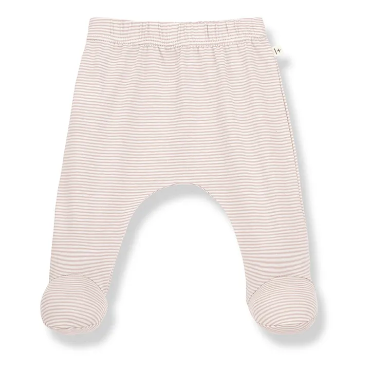 Ari Striped Recycled Cotton Footed Leggings    | Pale pink- Product image n°0