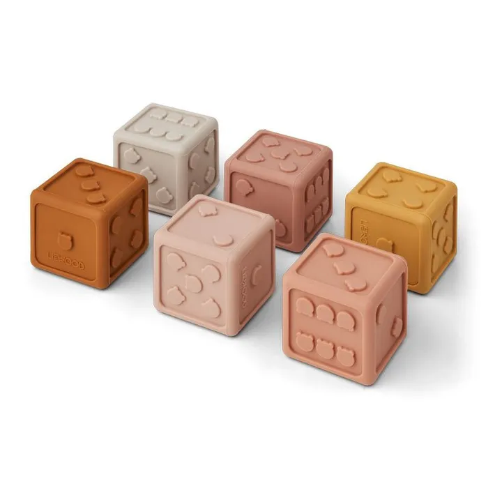 Gloria Natural Rubber Dice - Set of 6 | Pink- Product image n°0
