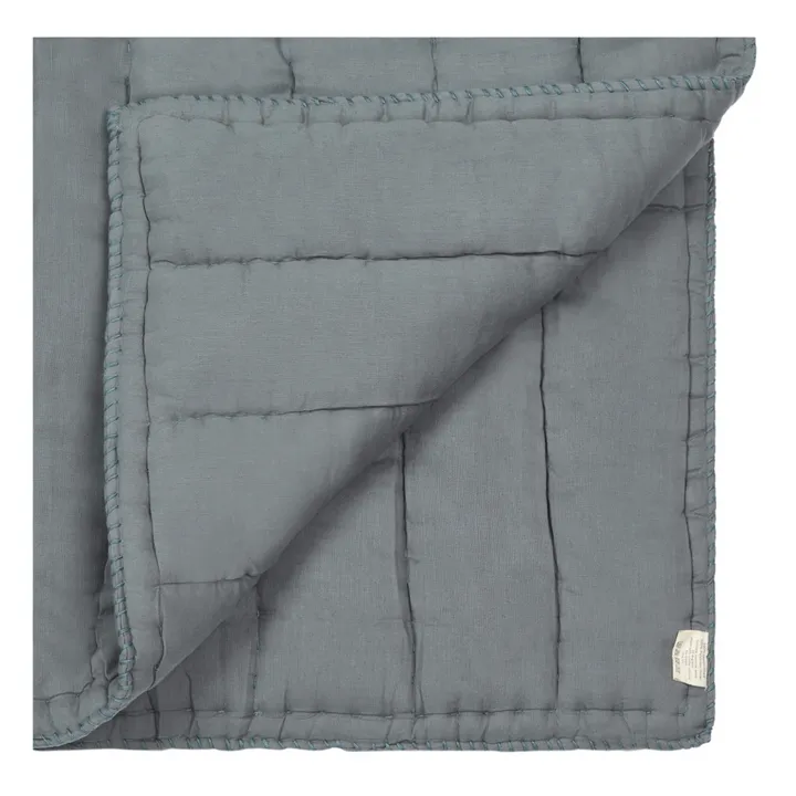 Steppdecke handgestickt aus Baumwolle | Graublau- Produktbild Nr. 6