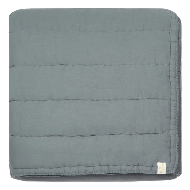 Steppdecke handgestickt aus Baumwolle | Graublau- Produktbild Nr. 1