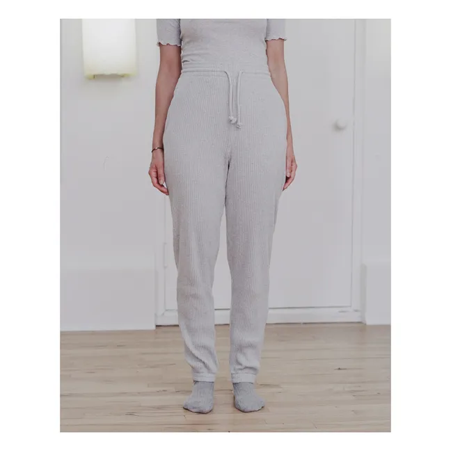 Jogginghose Gerippt Bio-Baumwolle | Grau