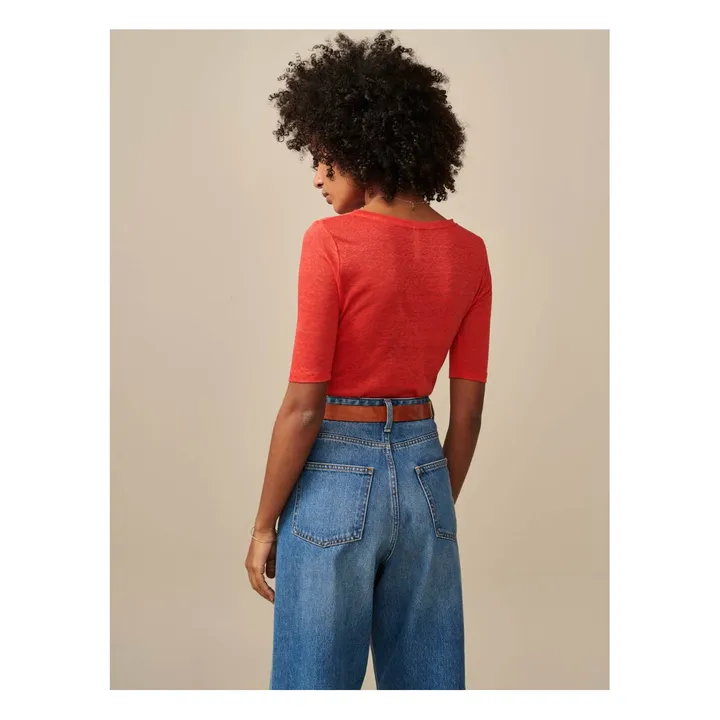 T-Shirt Seas aus Leinen - Damenkollektion  | Rot- Produktbild Nr. 6
