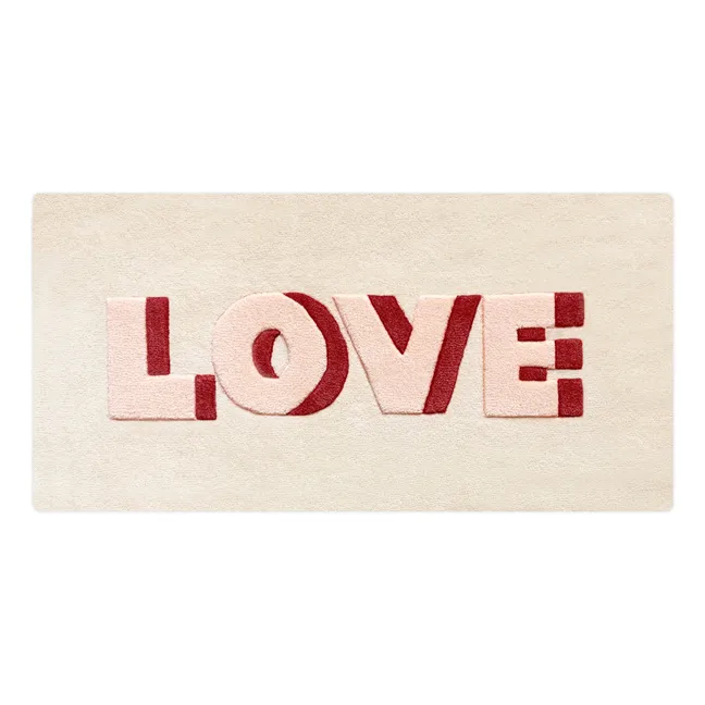 Alfombra Love de lana 100x50 cm | Rosa