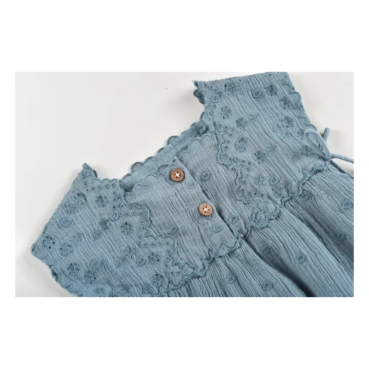 Vestido algodón orgánico Leilani | Azul Gris- Imagen del producto n°3