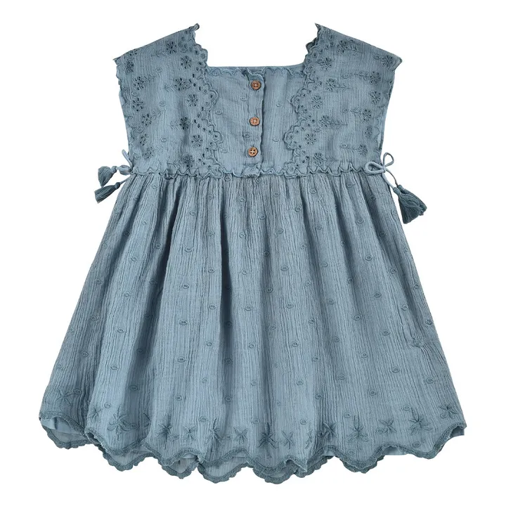 Vestido algodón orgánico Leilani | Azul Gris- Imagen del producto n°5