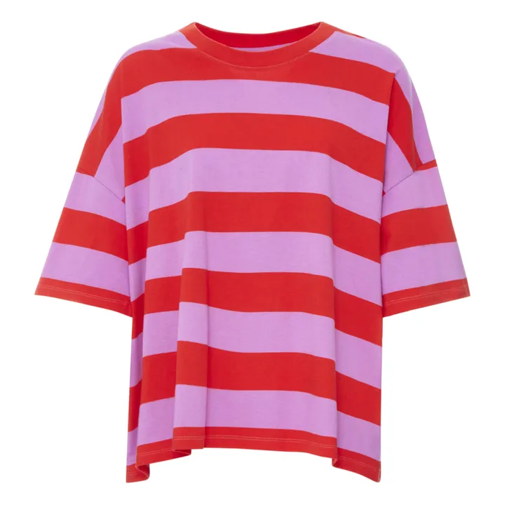 Boxy Oversized Organic Cotton T-Shirt  | Red- Product image n°0