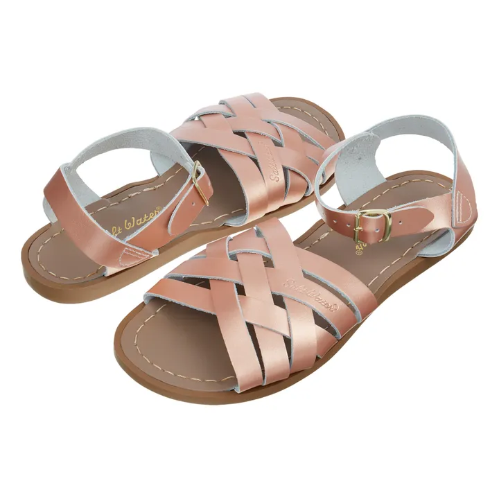 The Retro Waterproof Leather Sandals  | Pink Gold- Product image n°1