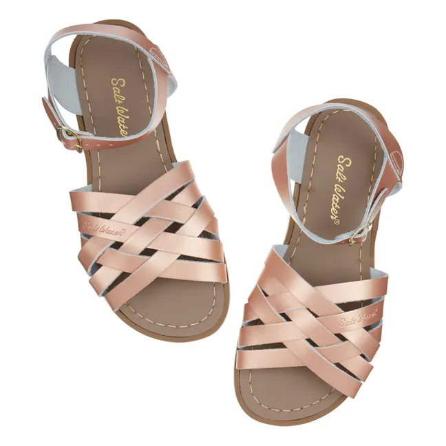 The Retro Waterproof Leather Sandals  | Pink Gold