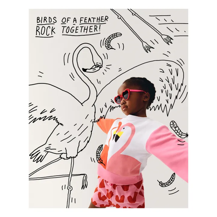 Baby-Sweatshirt Bio-Baumwolle Flamingos | Rosa- Produktbild Nr. 1