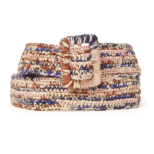 Vanessa Bruno Ceinture Raphia Multicolore 35mm Bleu Smallable