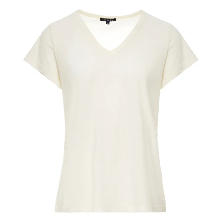 T-shirt Dominique in cotone e lino | Ecru- Immagine del prodotto n°0
