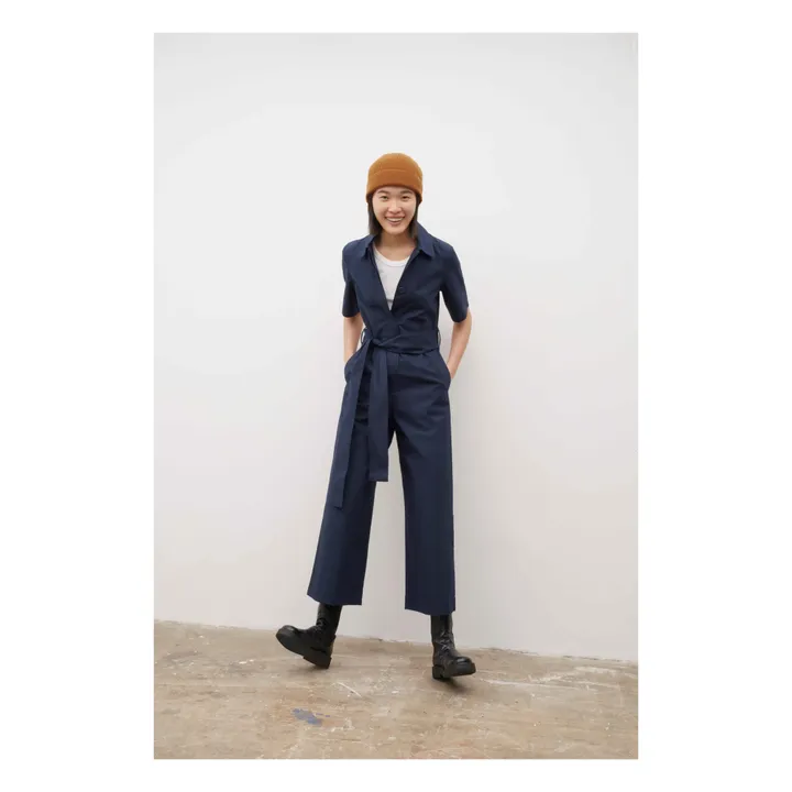 Organic Cotton Jumpsuit  | Navy blue- Product image n°1