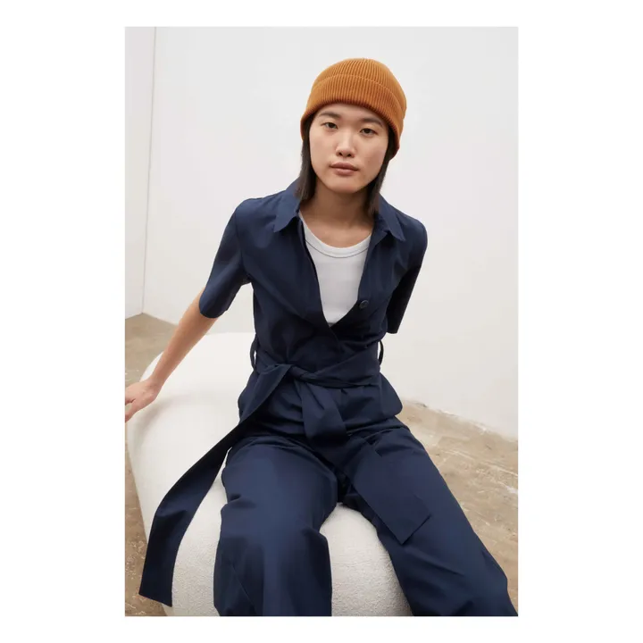 Organic Cotton Jumpsuit  | Navy blue- Product image n°6