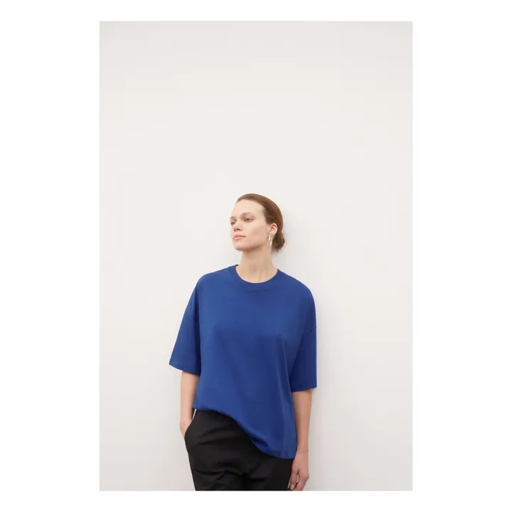 T-Shirt Oversized Boxy Bio-Baumwolle | Electric Blue- Produktbild Nr. 3