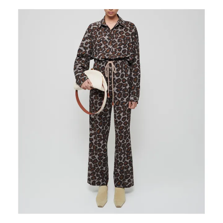 Odella Veil and Cotton Jumpsuit  | Brown- Product image n°4