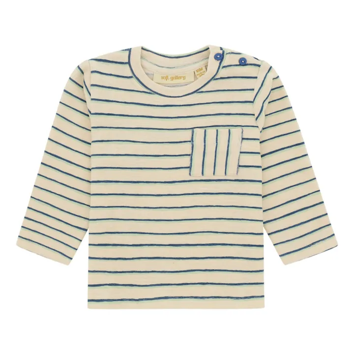 Camiseta Hendrick a rayas algodón orgánico | Beige- Imagen del producto n°0