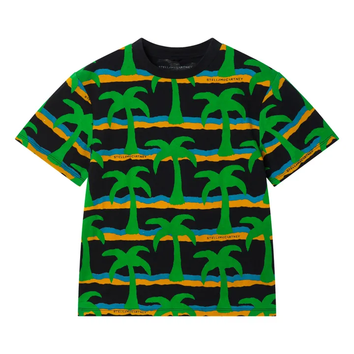 Organic Cotton Palm Tree T-Shirt  | Black- Product image n°0