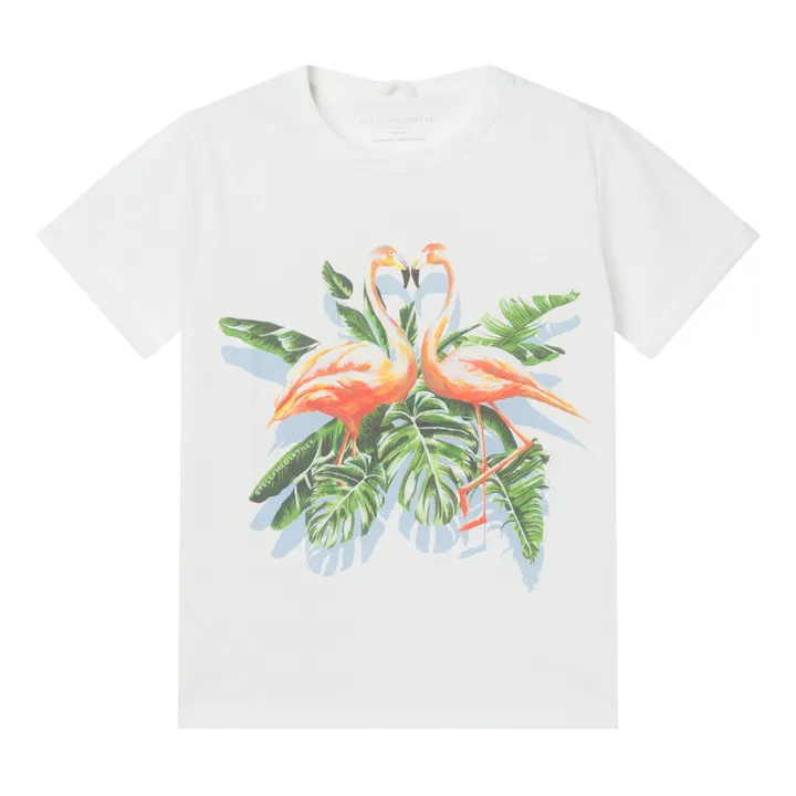 T-Shirt Coton Bio Flamants Roses | Ecru- Image produit n°0