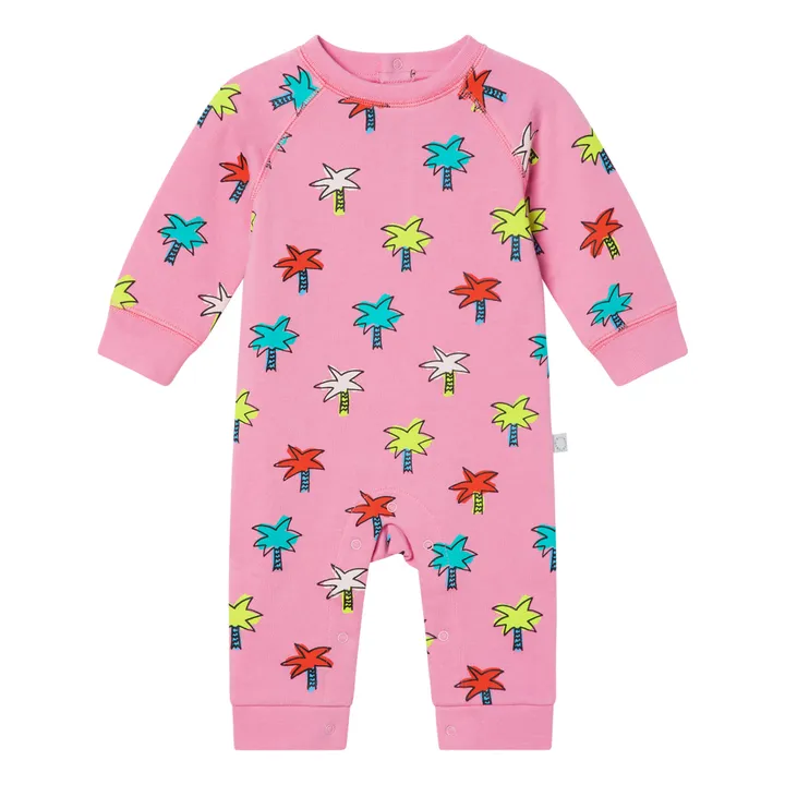 Organic Flannelette Palm Tree Jumpsuit  | Pink- Product image n°0