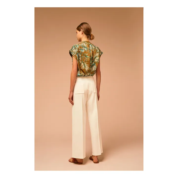 Top Mirmande Palmes Fileté de Coton | Vert- Image produit n°2