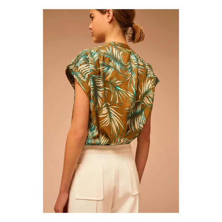 Top Mirmande Palmes Fileté de Coton | Vert- Image produit n°3