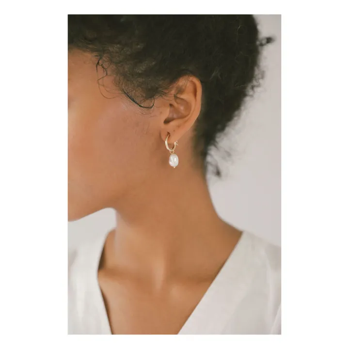 Pendientes Perles Hoops Small | Dorado- Imagen del producto n°3