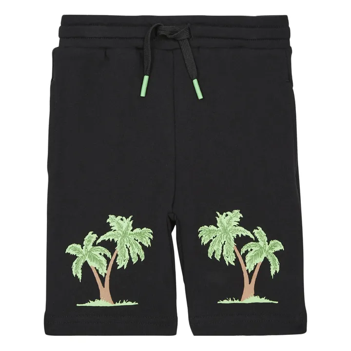 Organic Flannelette Palm Tree Shorts  | Black- Product image n°0