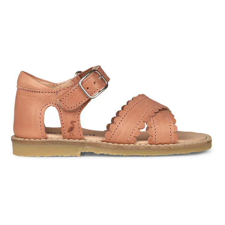 Scalloped Crossed Sandals  | Peach- Product image n°0