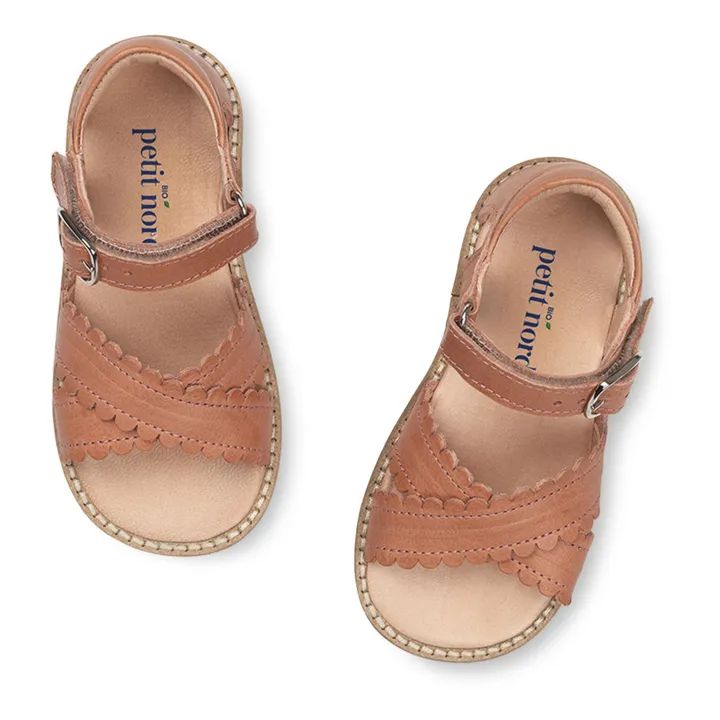 Scalloped Crossed Sandals  | Peach- Product image n°1