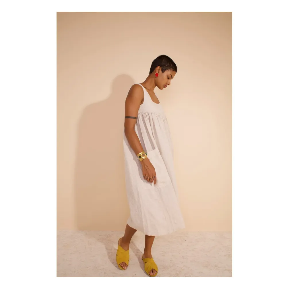 chinese dress ladies Basic Linen Shift Dress Hunter Green – LF MARKEY main image 1