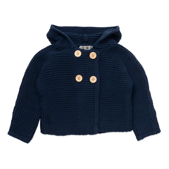 Miro Garter Stitch Organic Cotton Jacket  | Navy blue- Product image n°0
