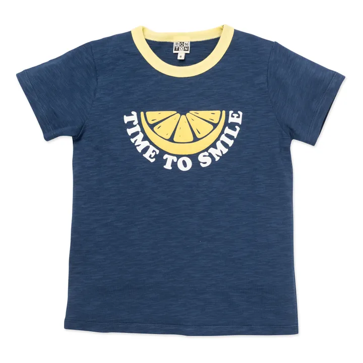 Organic Cotton Lemon T-Shirt  | Navy blue- Product image n°0