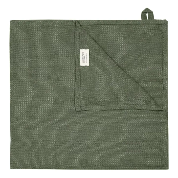 Asciugamano da bagno nido d'ape 50x100 cm | Verde militare- Immagine del prodotto n°0