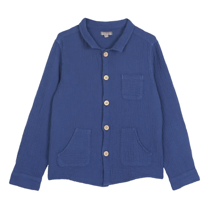 Camisa de gasa de algodón | Azul Marino- Imagen del producto n°0