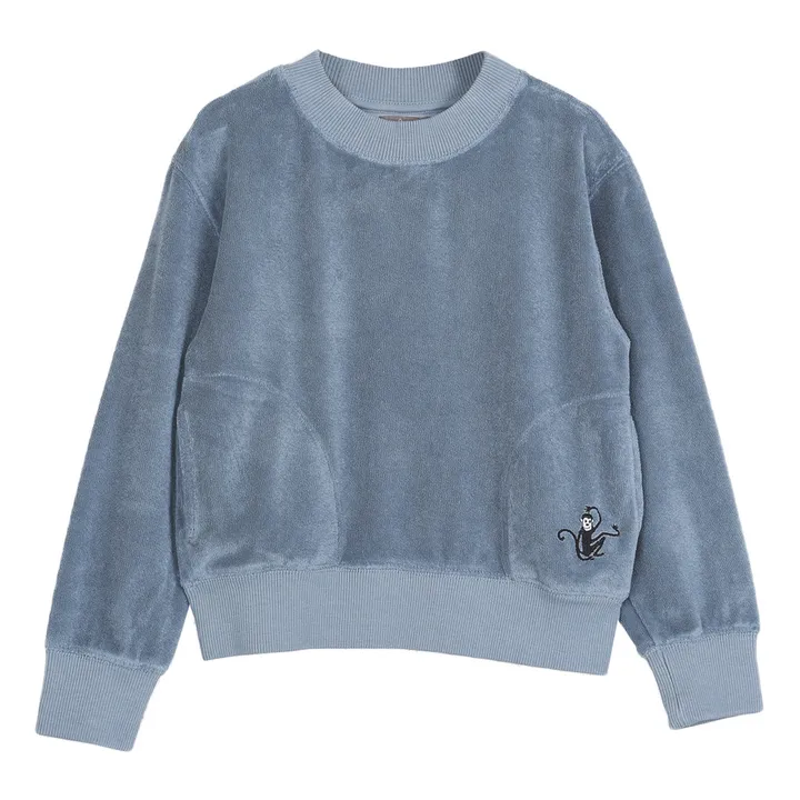 Organic Cotton Terry Cloth Sweatshirt  | Blue- Product image n°0
