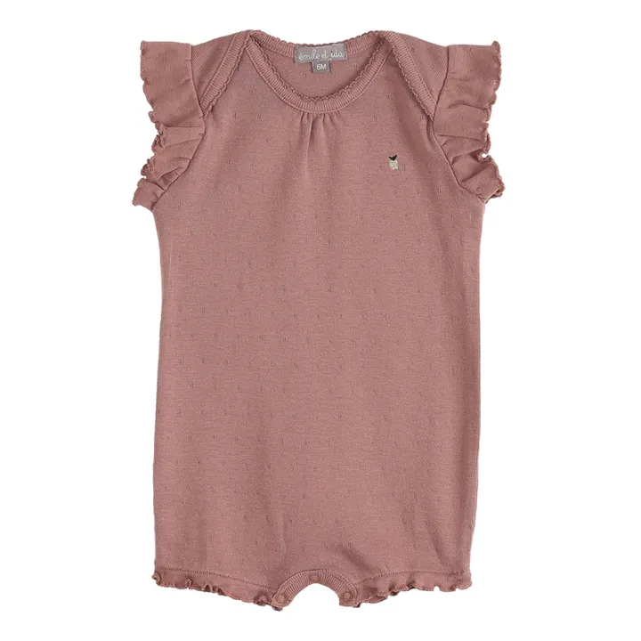 Organic Cotton Ribbed Romper  | Dusty Pink- Product image n°0