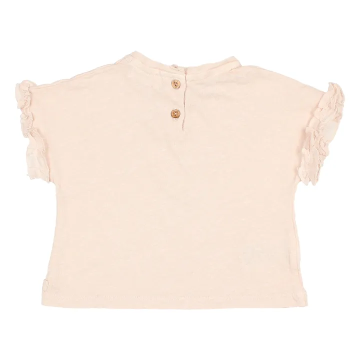 Linen Frill T-Shirt  | Powder pink- Product image n°1