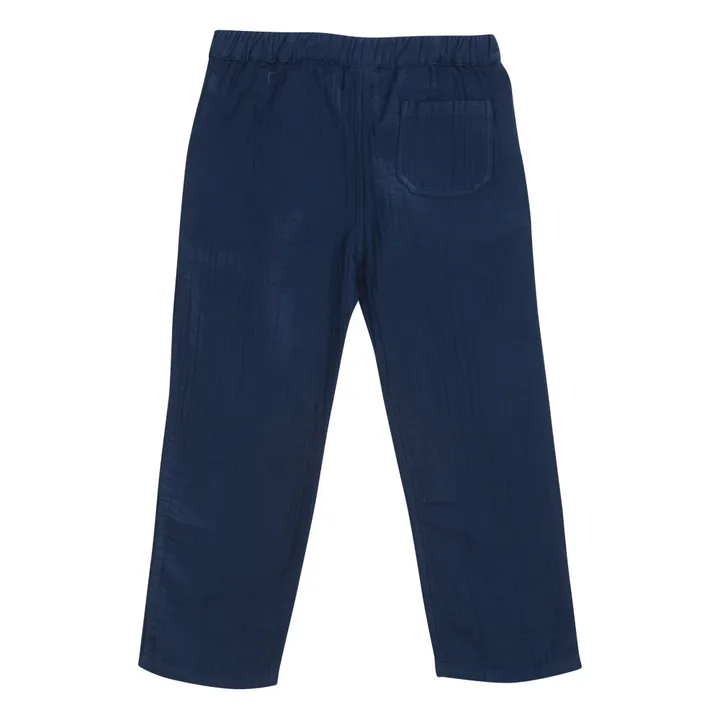 Pantaloni in garza di cotone Batcha | Blu marino- Immagine del prodotto n°3