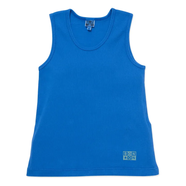 Camiseta sin asas algodón orgánico acanalado | Azul Rey- Imagen del producto n°0