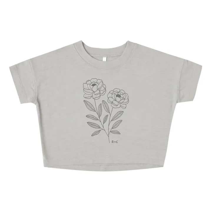 T-Shirt Court Fleurs | Gris- Image produit n°0