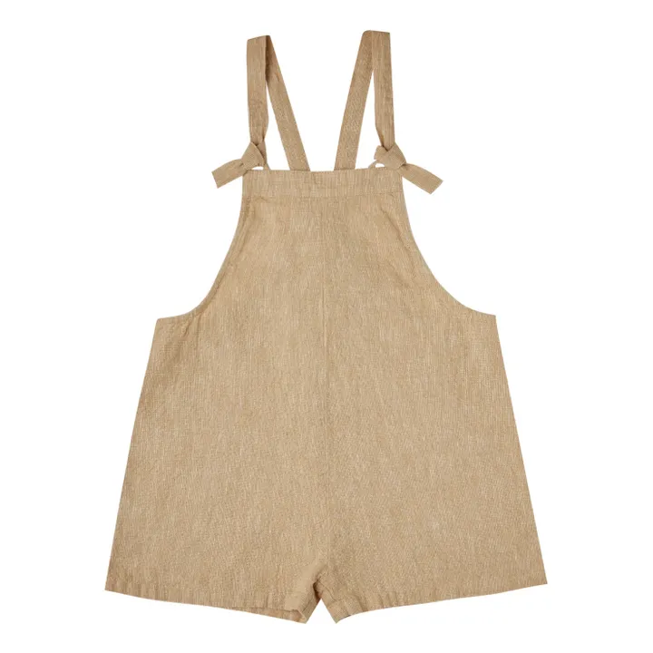 Crossed Linen Overalls  | Brown- Product image n°0