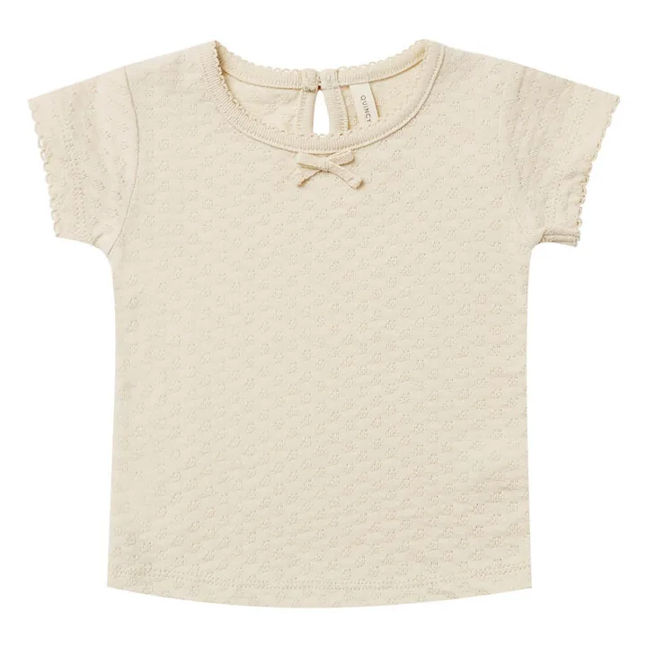 Camiseta algodón orgánico Pointelle | Blanco Roto- Imagen del producto n°0