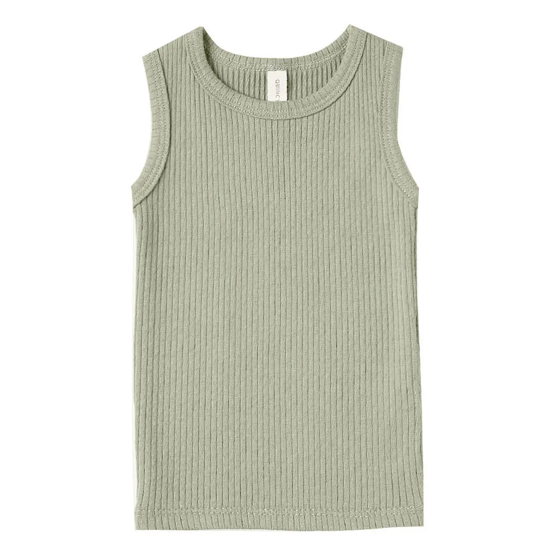 Quincy Mae Green Ribbed Organic Cotton Tank Top