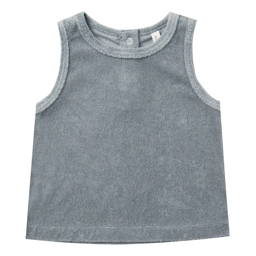 Quincy Mae Grey Blue Organic Cotton Terry Cloth Tank Top