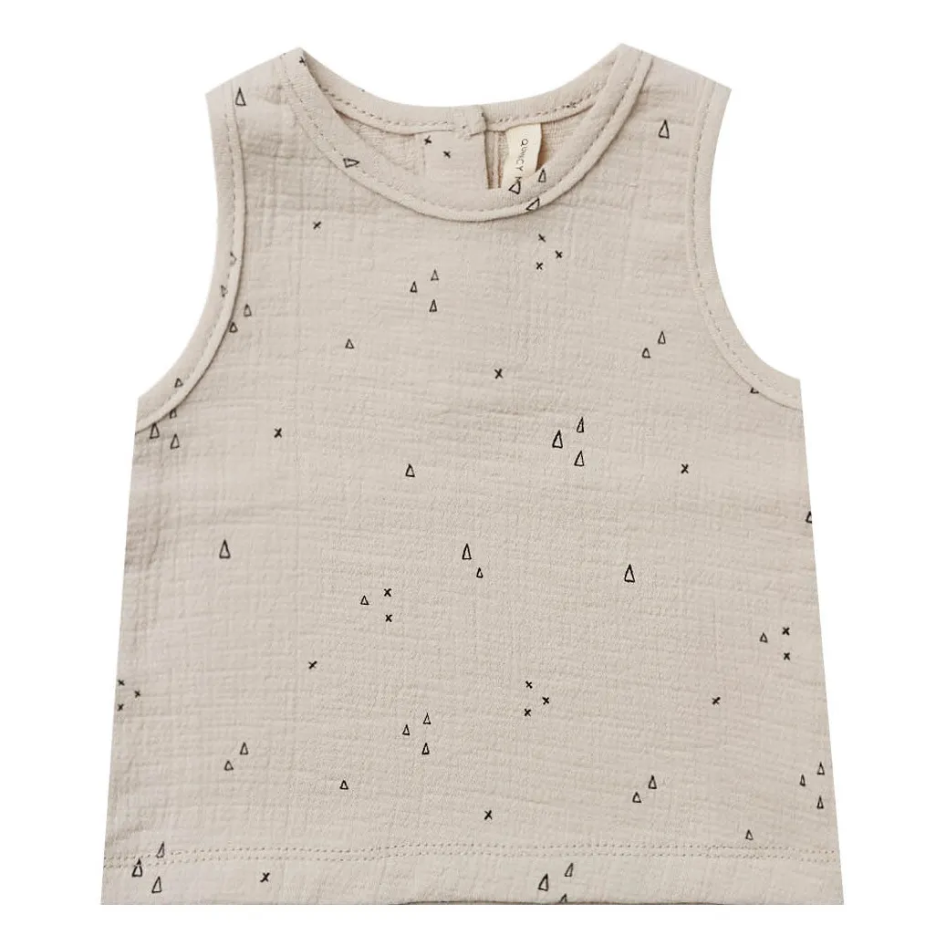 Quincy Mae Grey Organic Double Cotton Muslin Tank Top