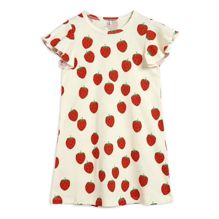 Organic Cotton Strawberry Dress  | Cream- Product image n°0