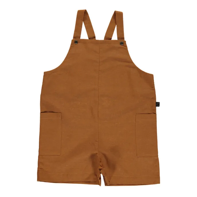 Organic Cotton Short Overalls | Camel- Product image n°0