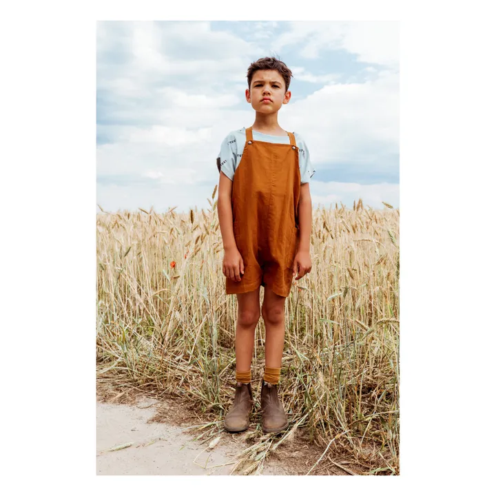 Organic Cotton Short Overalls | Camel- Product image n°1