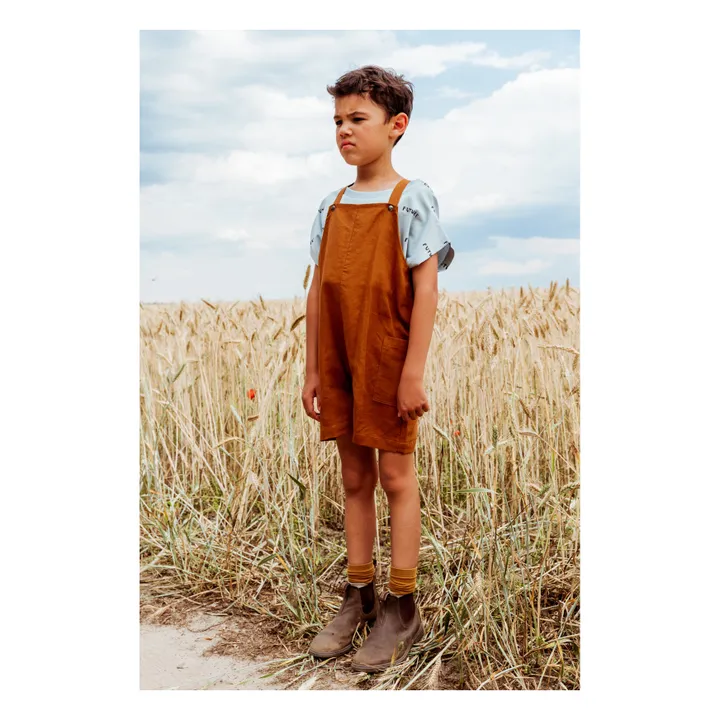 Organic Cotton Short Overalls | Camel- Product image n°2
